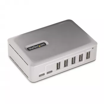 Hub USB-C de 7 portas StarTech.com - 5x USB-A + 2x USB-C - Self-Powered com fonte de alimentação de 65W - USB 3.1 10Gbps - Hub USB para desktop/portátil com cabo de bloqueio certificado USB-IF de 3ft - Hub USB C