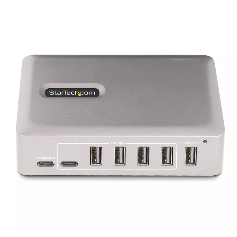 Hub USB-C de 7 portas StarTech.com - 5x USB-A + 2x USB-C - Self-Powered com fonte de alimentação de 65W - USB 3.1 10Gbps - Hub USB para desktop/portátil com cabo de bloqueio certificado USB-IF de 3ft - Hub USB C