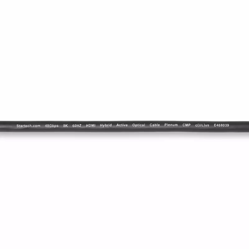 Cabo HDMI 2.1 Hybrid Active Optical (AOC) StarTech.com 15,2 m (50 ft), CMP, Plenum-Rated, cabo de fibra ótica HDMI 2.1/2.0 Ultra High Speed 8K, 48 Gbit/s, 8K 60 Hz/4K 120 Hz, HDR10+/FRL/TMDS/eARC