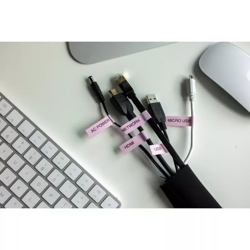 Fita de etiquetagem Brother TZEMQE31 preto sobre rosa TZe