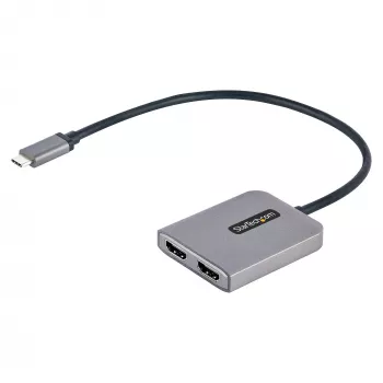 Hub MST USB-C para HDMI duplo StarTech.com - HDMI duplo 4K 60Hz - Adaptador USB Type-C multi-monitor para portátil com cabo de 30cm - Hub Multi-Stream Transport DP 1.4 - Splitter USB-C para HDMI