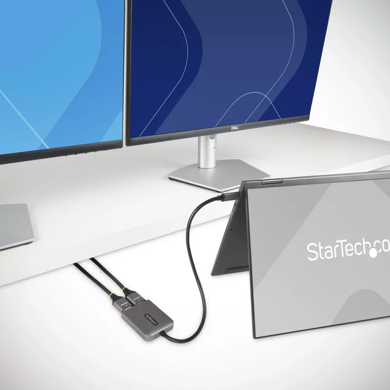 Hub MST USB-C para HDMI duplo StarTech.com - HDMI duplo 4K 60Hz - Adaptador USB Type-C multi-monitor para portátil com cabo de 30cm - Hub Multi-Stream Transport DP 1.4 - Splitter USB-C para HDMI