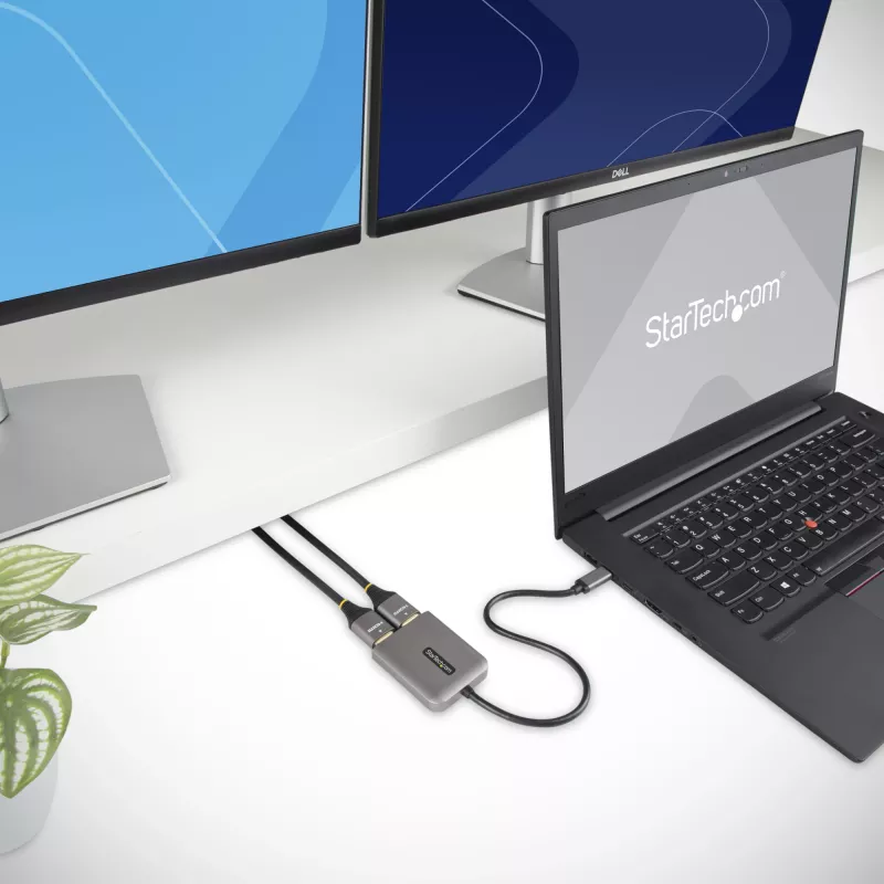 Hub MST USB-C para HDMI duplo StarTech.com - HDMI duplo 4K 60Hz - Adaptador USB Type-C multi-monitor para portátil com cabo de 30cm - Hub Multi-Stream Transport DP 1.4 - Splitter USB-C para HDMI