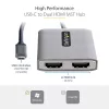 Hub MST USB-C para HDMI duplo StarTech.com - HDMI duplo 4K 60Hz - Adaptador USB Type-C multi-monitor para portátil com cabo de 30cm - Hub Multi-Stream Transport DP 1.4 - Splitter USB-C para HDMI