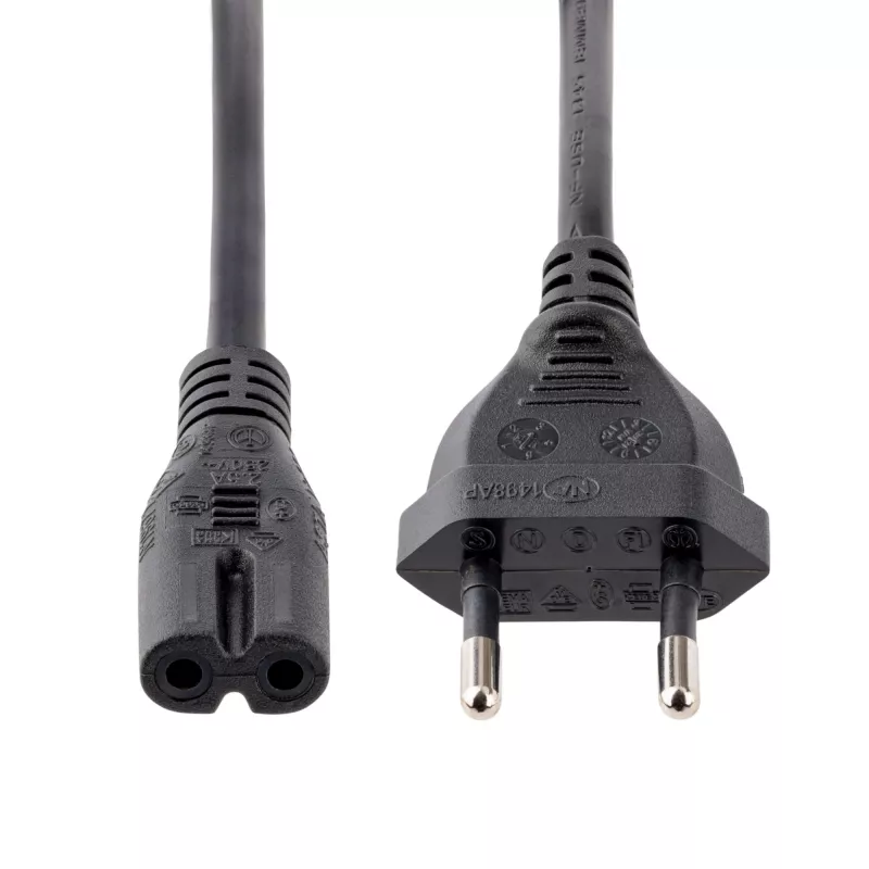 Cabo de alimentação para portátil StarTech.com 1m (3ft), ficha EU para C7, 2,5A 250V, 18AWG, cabo de substituição para portátil, cabo de alimentação para impressora, cabo de carregamento para portátil, cabo de fonte de alimentação para portátil – listado UL
