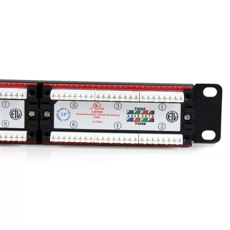Painel de ligação Cat 6 110 StarTech.com 24 portas 1U para rack, RJ-45, montagem em rack, 1U, preto, RoHS, CE, ETl, UL