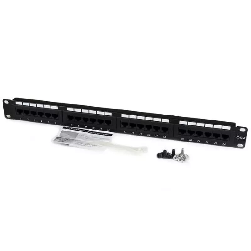 Painel de ligação Cat 6 110 StarTech.com 24 portas 1U para rack, RJ-45, montagem em rack, 1U, preto, RoHS, CE, ETl, UL