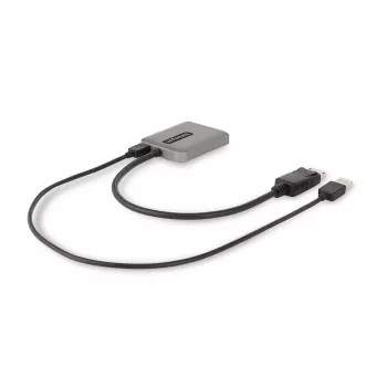StarTech.com Hub MST DisplayPort de 2 portas, Dual 4K 60Hz, adaptador DP para 2x monitor DisplayPort, adaptador de vídeo multi-monitor DP 1.4, cabo integrado de 30 cm, alimentado por USB, apenas Windows