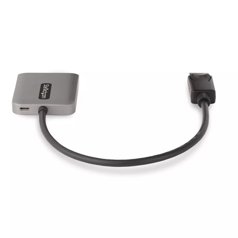 StarTech.com Hub MST DisplayPort de 2 portas, Dual 4K 60Hz, adaptador DP para 2x monitor DisplayPort, adaptador de vídeo multi-monitor DP 1.4, cabo integrado de 30 cm, alimentado por USB, apenas Windows