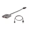 StarTech.com Hub MST DisplayPort de 2 portas, Dual 4K 60Hz, adaptador DP para 2x monitor DisplayPort, adaptador de vídeo multi-monitor DP 1.4, cabo integrado de 30 cm, alimentado por USB, apenas Windows
