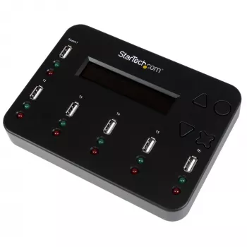 StarTech.com duplicador e apagador de pen USB autónomo 1-para-5, copiador multi-unidade flash USB, cópia de sistema e ficheiros e de unidade completa a 1,5 GB/min, apagamento único e de 3 passagens, visor LCD – TAA