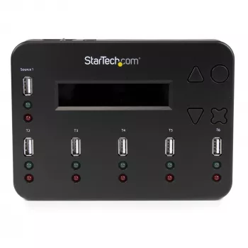 StarTech.com duplicador e apagador de pen USB autónomo 1-para-5, copiador multi-unidade flash USB, cópia de sistema e ficheiros e de unidade completa a 1,5 GB/min, apagamento único e de 3 passagens, visor LCD – TAA