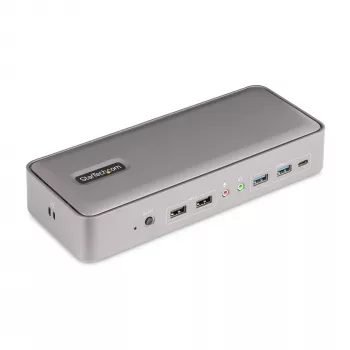 Estação de acoplamento KVM USB-C para dois portáteis StarTech.com, dock DisplayPort dual-monitor 4K 60Hz, hub USB de 5 portas, GbE, Power Delivery 90W/45W para dois portáteis, Windows/Mac, dock KVM de 2 anfitriões - TAA