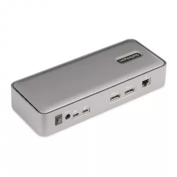 Estação de acoplamento KVM USB-C para dois portáteis StarTech.com, dock DisplayPort dual-monitor 4K 60Hz, hub USB de 5 portas, GbE, Power Delivery 90W/45W para dois portáteis, Windows/Mac, dock KVM de 2 anfitriões - TAA