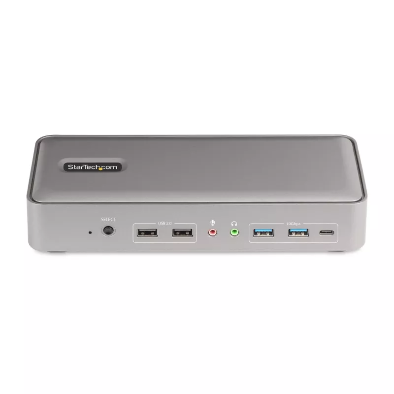 Estação de acoplamento KVM USB-C para dois portáteis StarTech.com, dock DisplayPort dual-monitor 4K 60Hz, hub USB de 5 portas, GbE, Power Delivery 90W/45W para dois portáteis, Windows/Mac, dock KVM de 2 anfitriões - TAA