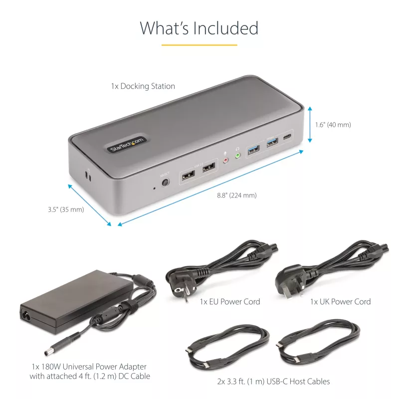 Estação de acoplamento KVM USB-C para dois portáteis StarTech.com, dock DisplayPort dual-monitor 4K 60Hz, hub USB de 5 portas, GbE, Power Delivery 90W/45W para dois portáteis, Windows/Mac, dock KVM de 2 anfitriões - TAA