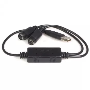 Adaptador USB para PS/2 StarTech.com – teclado e rato, 0,435 m, preto, 1 – USB A, 2 – DIN 6, 46 g, 142 mm, 175 mm