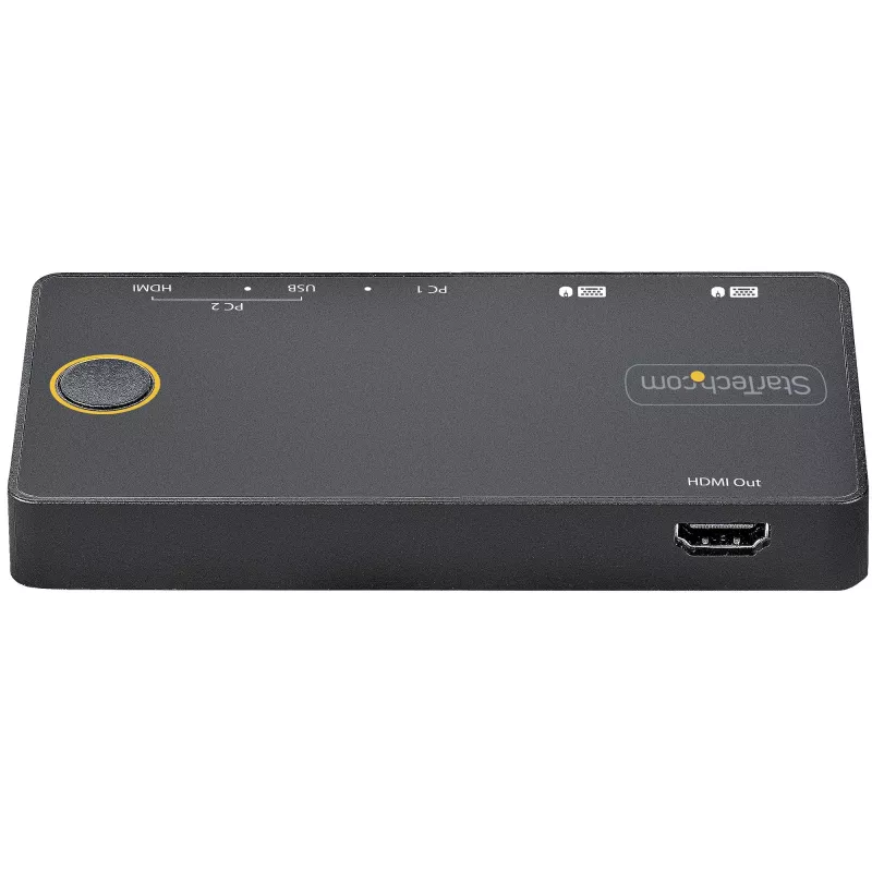 Switch KVM híbrido USB-A + HDMI e USB-C de 2 portas StarTech.com - Monitor HDMI 4K 60Hz único - Switch KVM HDMI compacto para desktop e/ou portátil - Alimentado por barramento USB - Compatível com Thunderbolt 3