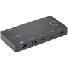 Switch KVM híbrido USB-A + HDMI e USB-C de 2 portas StarTech.com - Monitor HDMI 4K 60Hz único - Switch KVM HDMI compacto para desktop e/ou portátil - Alimentado por barramento USB - Compatível com Thunderbolt 3
