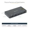 Switch KVM híbrido USB-A + HDMI e USB-C de 2 portas StarTech.com - Monitor HDMI 4K 60Hz único - Switch KVM HDMI compacto para desktop e/ou portátil - Alimentado por barramento USB - Compatível com Thunderbolt 3