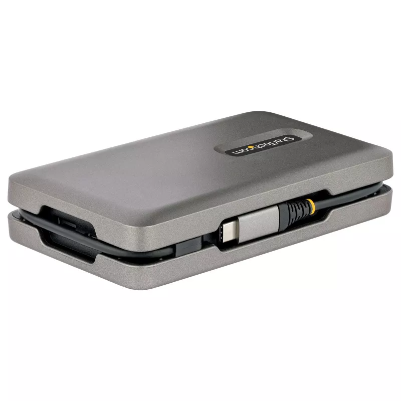 StarTech.com DKM31C3HVCPD adaptador multiportas USB-C / estação de ancoragem para dois monitores, 4K HDMI 2.0, VGA, vídeo USB-C DP Alt Mode, 100 W PD Pass-Through, 2x USB-A 10 Gbps, GbE, MST, cinzento