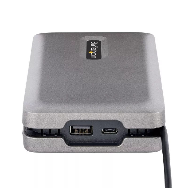 StarTech.com DKM31C3HVCPD adaptador multiportas USB-C / estação de ancoragem para dois monitores, 4K HDMI 2.0, VGA, vídeo USB-C DP Alt Mode, 100 W PD Pass-Through, 2x USB-A 10 Gbps, GbE, MST, cinzento