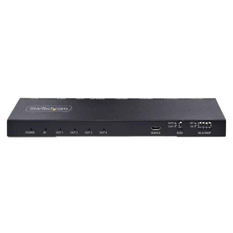 Splitter HDMI de 4 portas StarTech.com, vídeo HDMI 4K 60Hz 2.0, splitter HDMI 4K com scaler integrado, splitter HDMI 1 entrada 4 saídas, ligação de áudio de 3,5 mm/ótica, splitter de exibição/saída HDMI