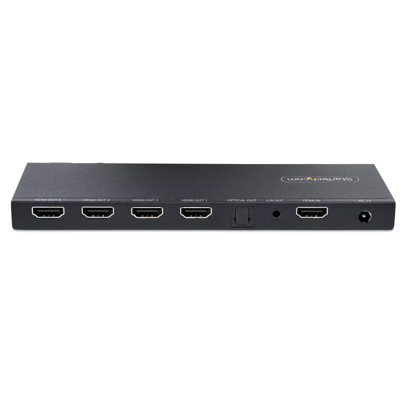 Splitter HDMI de 4 portas StarTech.com, vídeo HDMI 4K 60Hz 2.0, splitter HDMI 4K com scaler integrado, splitter HDMI 1 entrada 4 saídas, ligação de áudio de 3,5 mm/ótica, splitter de exibição/saída HDMI