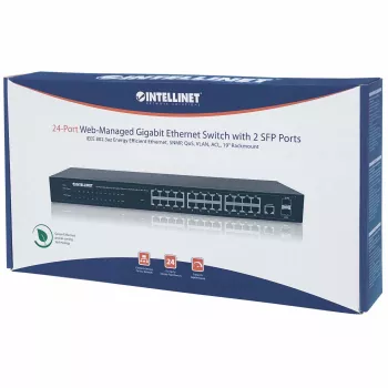 Switch de rede Intellinet 24 portas, 24 portas (RJ45), para rack, Gigabit, 4 SFP, Ethernet Web-Smart, 10/100/1000 Mbit