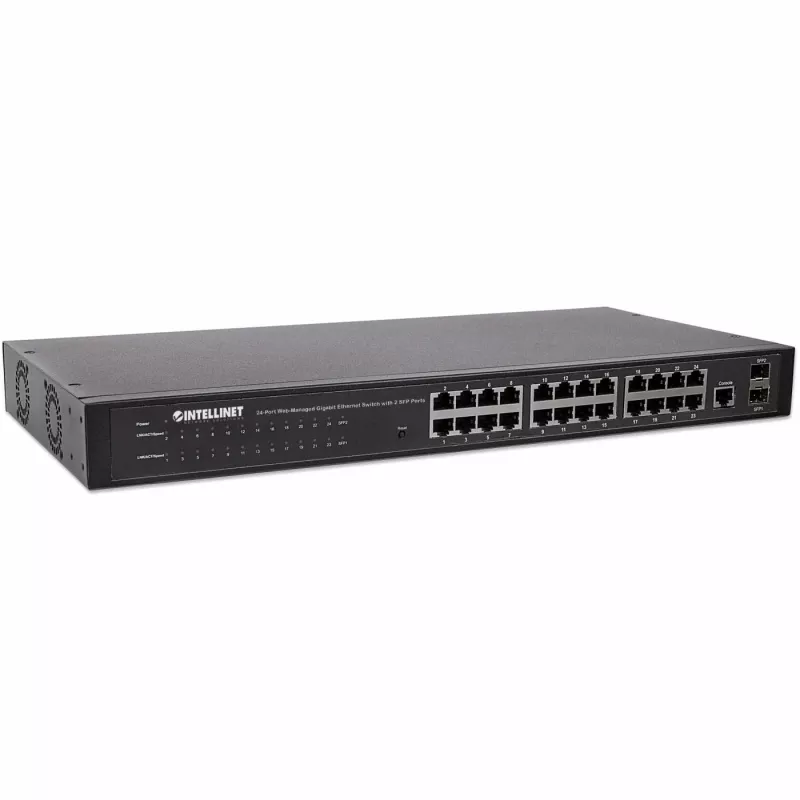 Intellinet 560917 switch Gigabit Web-Smart de 24 portas, 2x SFP, montagem em rack