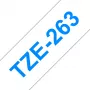 Fita de etiquetas Brother TZe263 36 mm azul sobre branco