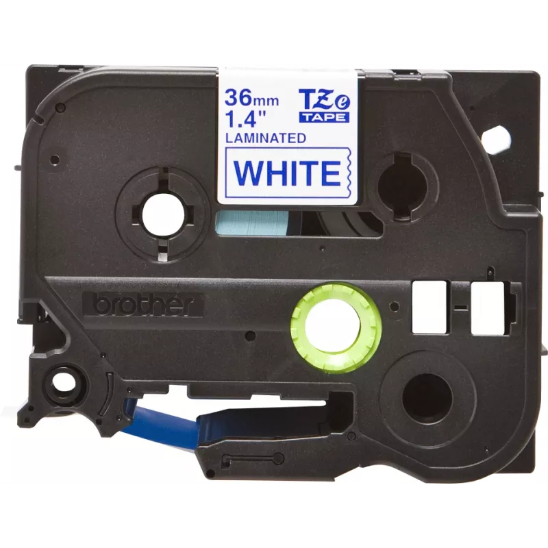 Fita de etiquetas Brother TZe263 36 mm azul sobre branco