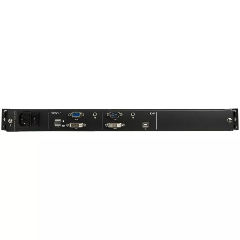 StarTech.com RKCOND17HD consola KVM para rack 1U de calha dupla, LCD de 17,3" (43,9 cm) 1920 x 1080, uma porta DVI/VGA, teclado QWERTY dos EUA, USB, cabos incluídos, 44230 MTBF, preta