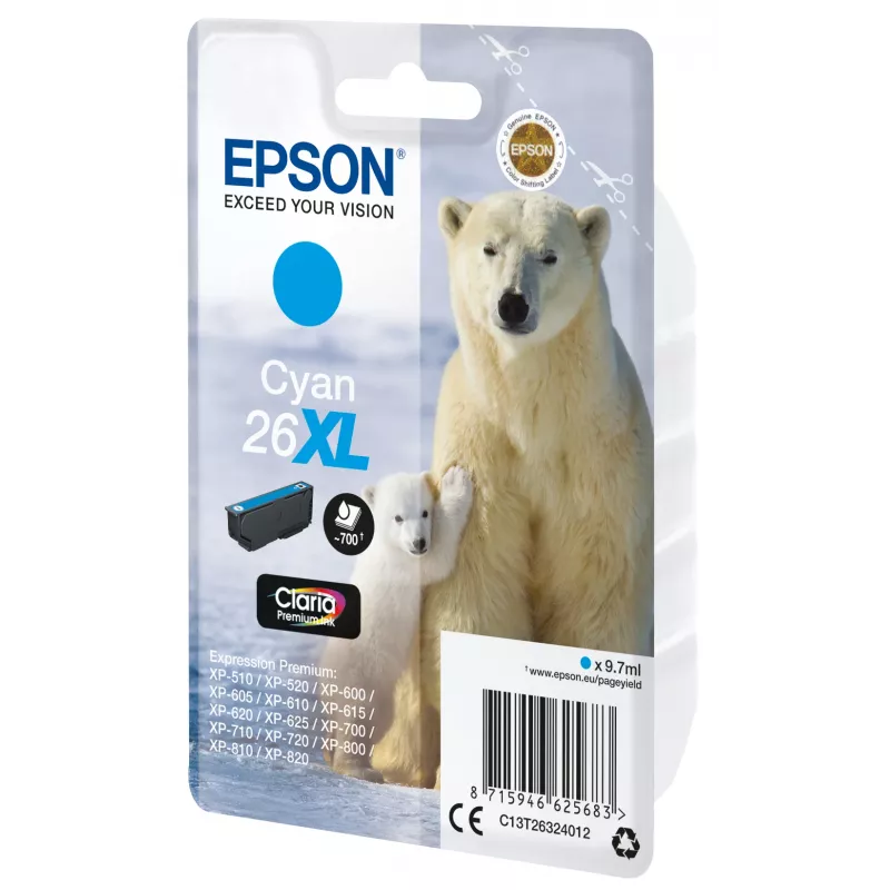 Epson Eisbär Pacote Individual Ciano 26XL Claria Premium Ink