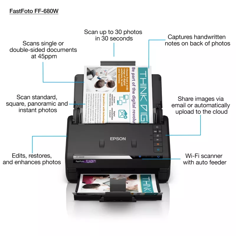 Epson FastFoto FF-680W Scanner de alimentação 600 x 600 DPI A4 Preto