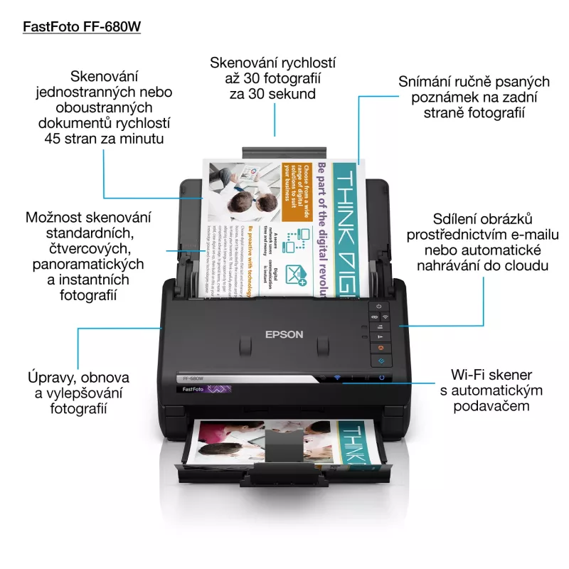Epson FastFoto FF-680W Scanner de alimentação 600 x 600 DPI A4 Preto