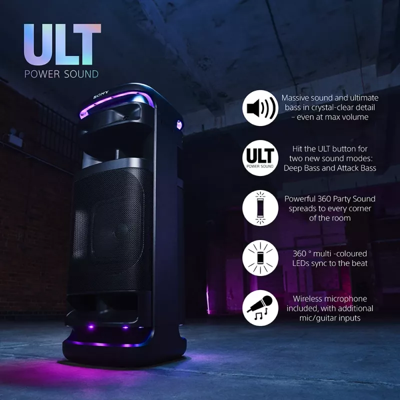 Altifalante Sony SRS-ULT1000 ULT TOWER 10 — 139 W, Bluetooth, portátil, preto