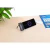 Manhattan powerbank com ficha USB-C integrada, 5000 mAh, até 10 W de potência de saída, suporte para utilização como suporte de carregamento de telemóvel, preto, um ano de garantia