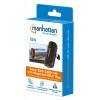 Manhattan powerbank com ficha USB-C integrada, 5000 mAh, até 10 W de potência de saída, suporte para utilização como suporte de carregamento de telemóvel, preto, um ano de garantia
