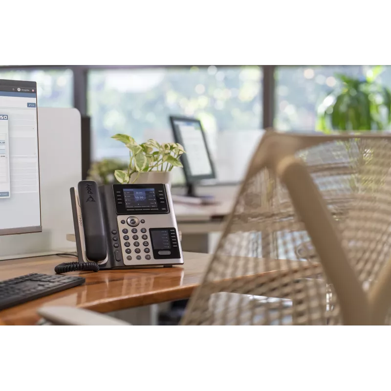 Telefone IP POLY Edge E400 8 linhas com fio preto