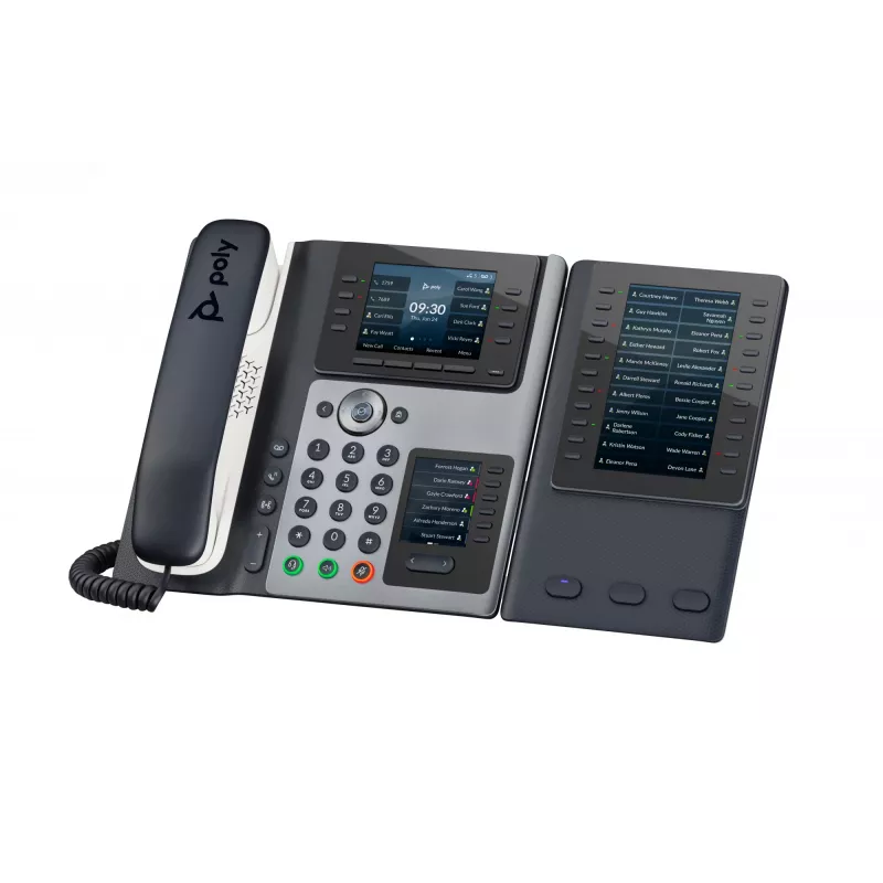 Telefone IP POLY Edge E400 8 linhas com fio preto