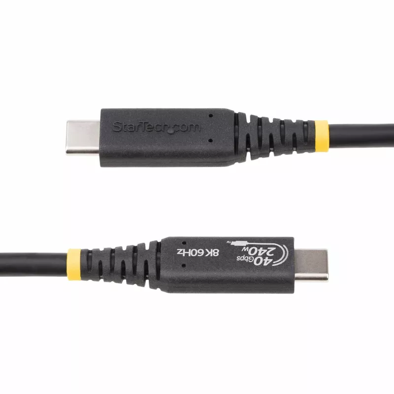 Cabo USB4 StarTech.com 50cm (1.6ft), cabo USB-C certificado USB-IF, 40Gbps, 240W Power Delivery PD 3.1 EPR, 8K 60Hz, cabo de transferência de dados USB Type-C, compatível com portas Thunderbolt/USB 3.2