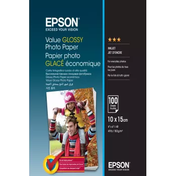 Papel fotográfico brilhante Epson Value - 10x15cm - 100 folhas