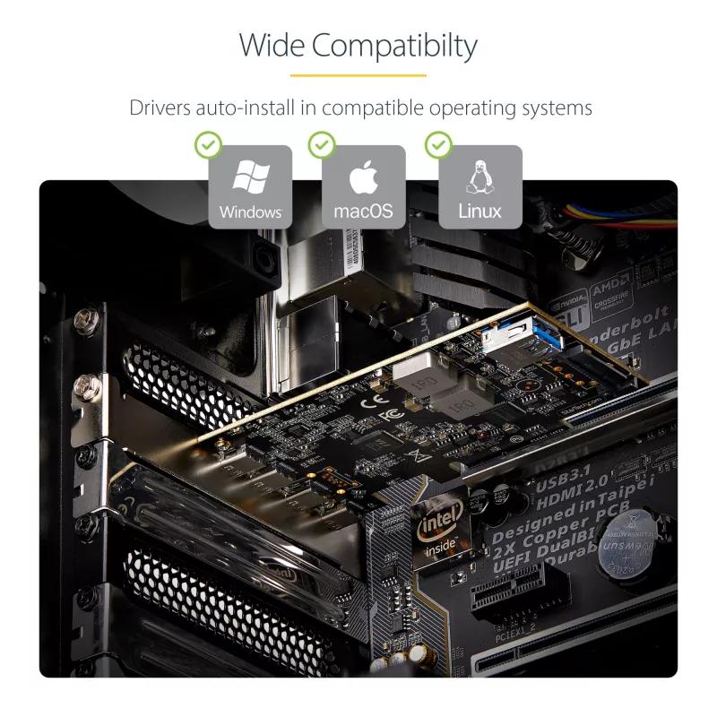 Placa PCIe USB de 5 portas StarTech.com, USB 3.2 10 Gbit/s, placa PCI Express com 4 portas USB-C, 1 porta USB-A interna, placa controladora USB PCIe, Windows/macOS/Linux