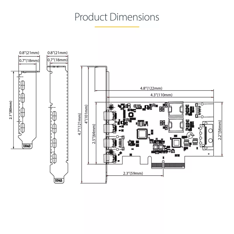 Placa PCIe USB de 5 portas StarTech.com, USB 3.2 10 Gbit/s, placa PCI Express com 4 portas USB-C, 1 porta USB-A interna, placa controladora USB PCIe, Windows/macOS/Linux