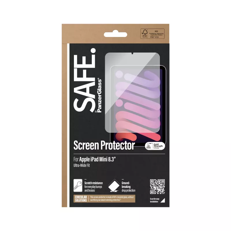 PanzerGlass SAFE. SAFE95854 protetor de ecrã para iPad mini 8,3", ajuste ultralargo, vidro temperado