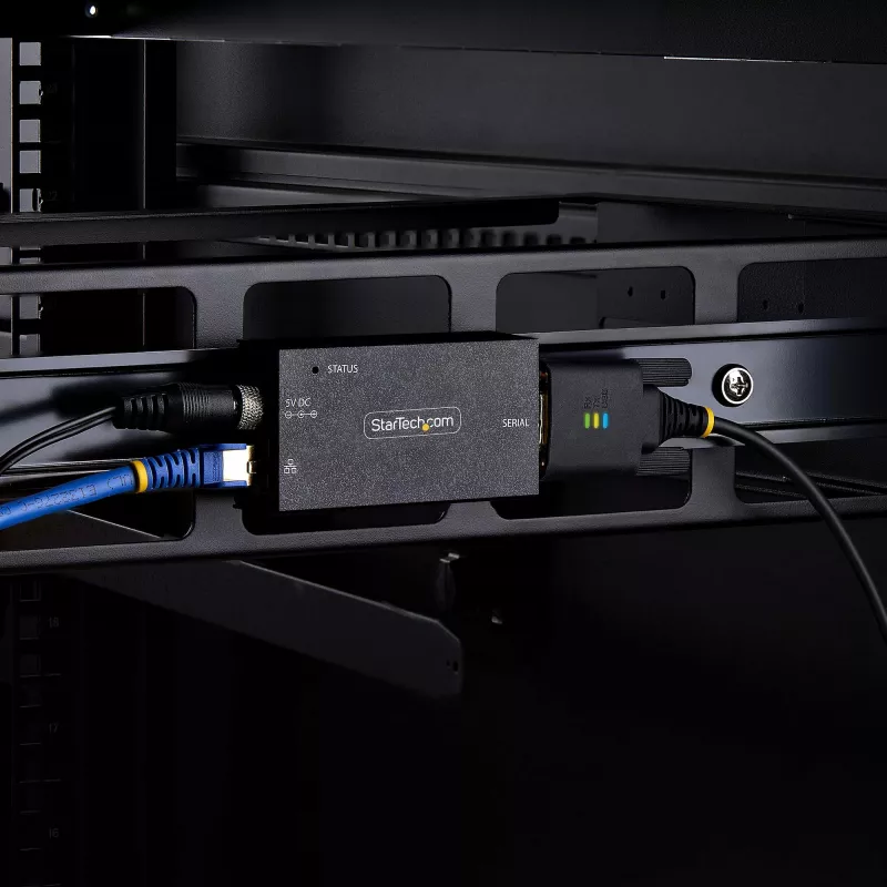 StarTech.com Adaptador Série para Ethernet de 1 porta, servidor de dispositivos série IP para dispositivos RS232 remotos, montagem na parede/calha DIN, caixa metálica, conversor RJ45-LAN para série DB9