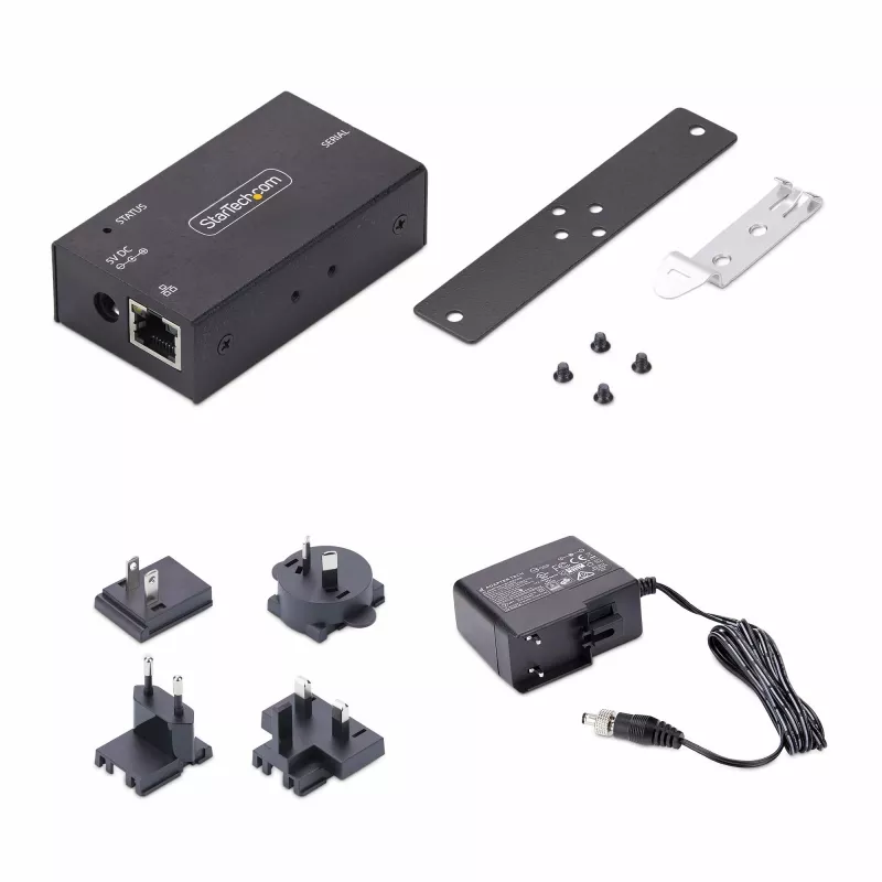StarTech.com Adaptador Série para Ethernet de 1 porta, servidor de dispositivos série IP para dispositivos RS232 remotos, montagem na parede/calha DIN, caixa metálica, conversor RJ45-LAN para série DB9