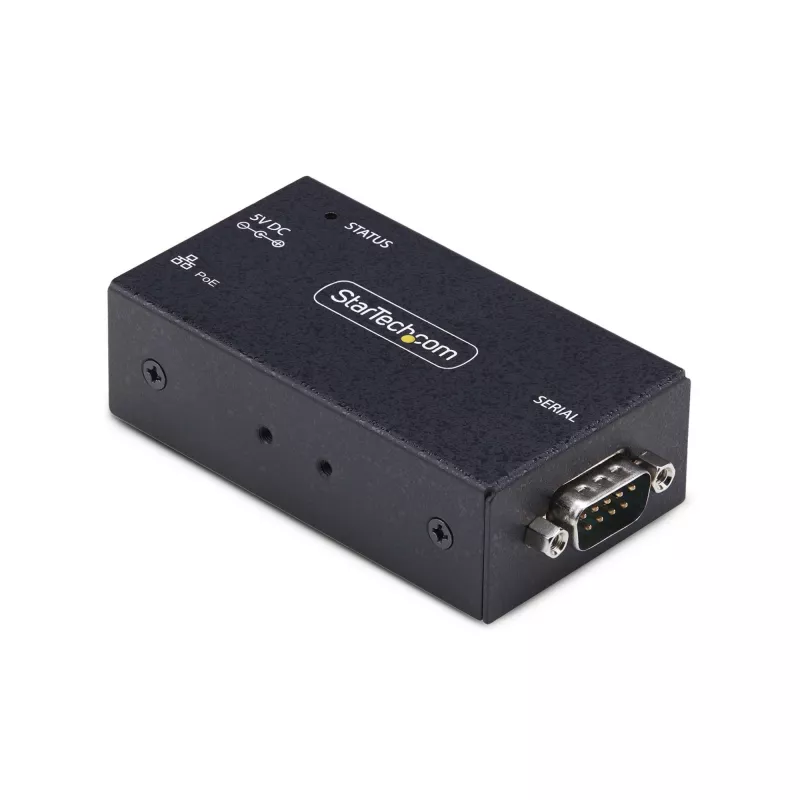 Adaptador série para Ethernet de 1 porta StarTech.com, servidor de dispositivos série IP PoE 802.3af para dispositivos RS232 remotos, montagem em parede/calha DIN, conversor RJ45 LAN para DB9 série, TAA