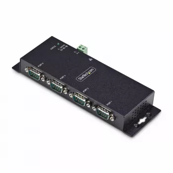 Adaptador série para Ethernet de 4 portas StarTech.com, servidor de dispositivos série IP para dispositivos RS232 remotos, montagem em parede/calha DIN, caixa metálica, conversor RJ45 LAN para DB9 série